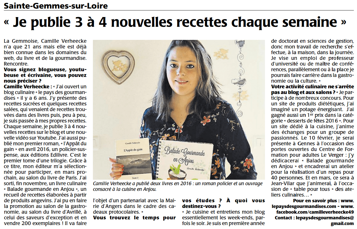 article_Le Courrier de l'Ouest_Camille Verheecke