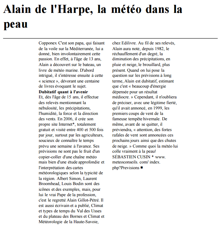 article_Le Messager_Alain de l'Harpe