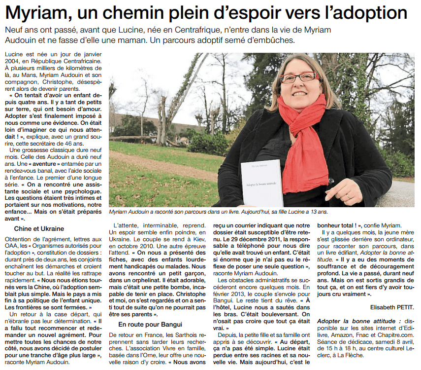 article_Ouest France_Myriam Audouin_2017_Edilivre