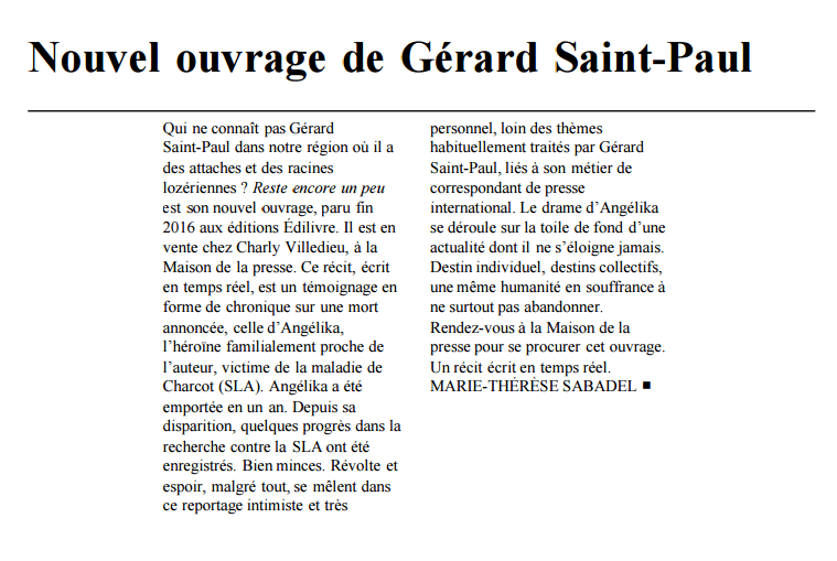 article_Midi Libre_Gérard Saint-Paul_2017_Edilivre