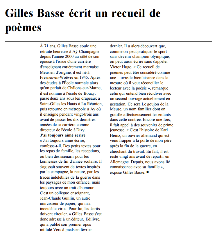 article_L' Union_Gilles Basse_2017_Edilivre