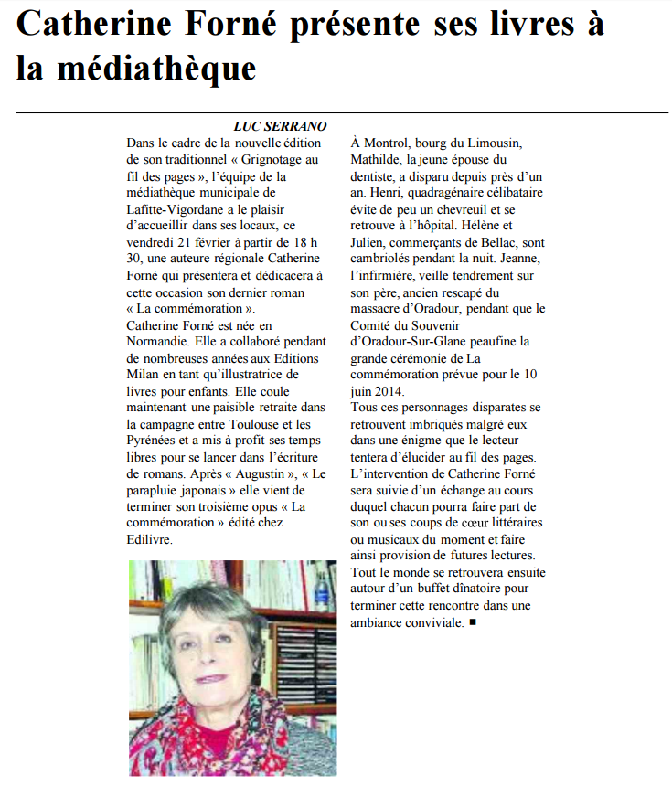 article_La Dépêche Du Midi _ Catherine Forné_2017_Edilivre