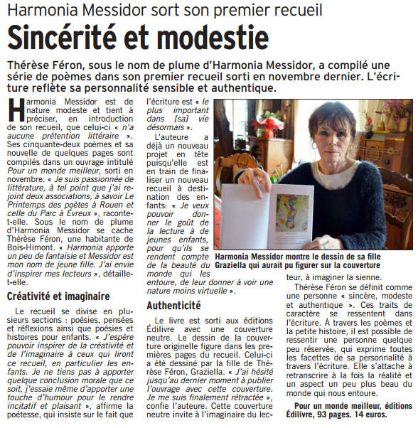 article_Le Courrier Cauchois _ Harmonia Messidor_2017_Edilivre