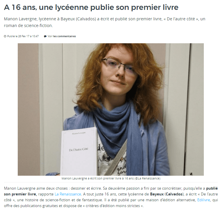 article_Actu.fr_Manon Lavergne_2017_Edilivre