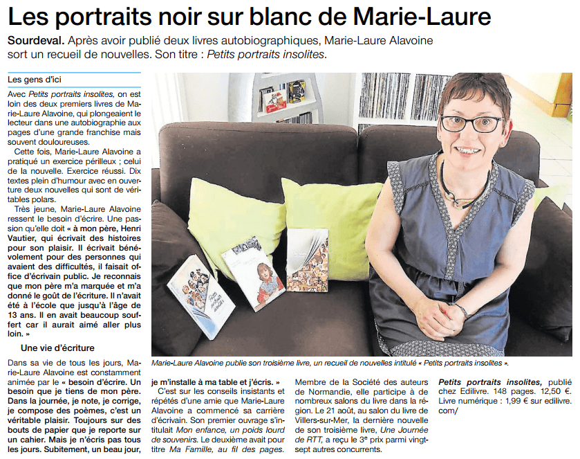 article_Ouest France_Marie-Laure Alavoine_2017_Edilivre
