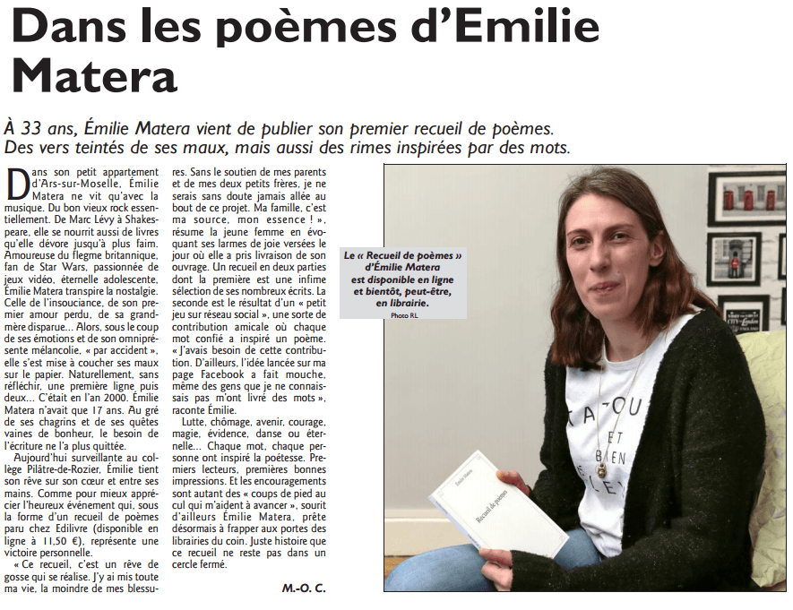 article_Le Républicain Lorrain_Émilie Matera_2017_Edilivre