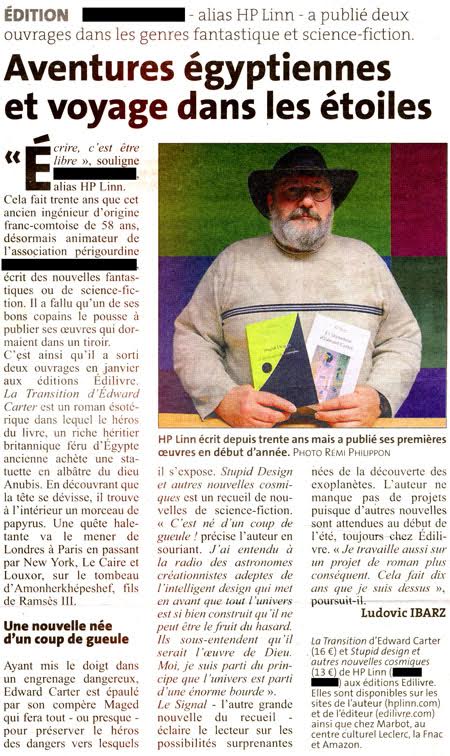 article_La Dordogne Libre _H.P. Linn_2017_Edilivre