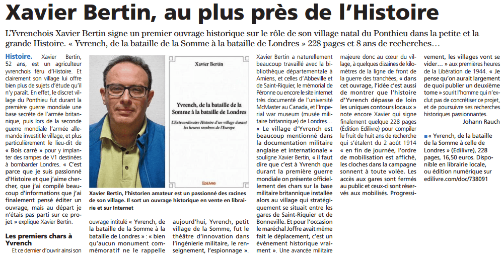 article_Le Journal D'abbeville _Xavier Bertin_2017_Edilivre