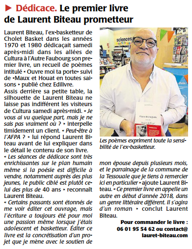 article_Le Courrier De L'ouest_Laurent Biteau_2017_Edilivre