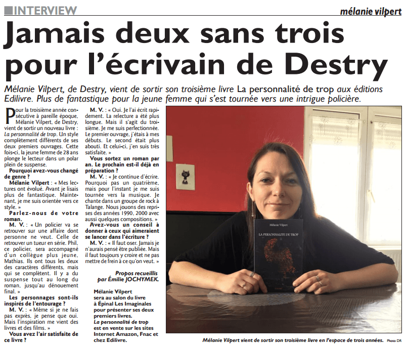 article_Le Républicain Lorrain _Mélanie Vilpert_2017_Edilivre