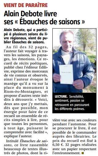 article_La Montagne Cantal_Alain Debote_2017_Edilivre
