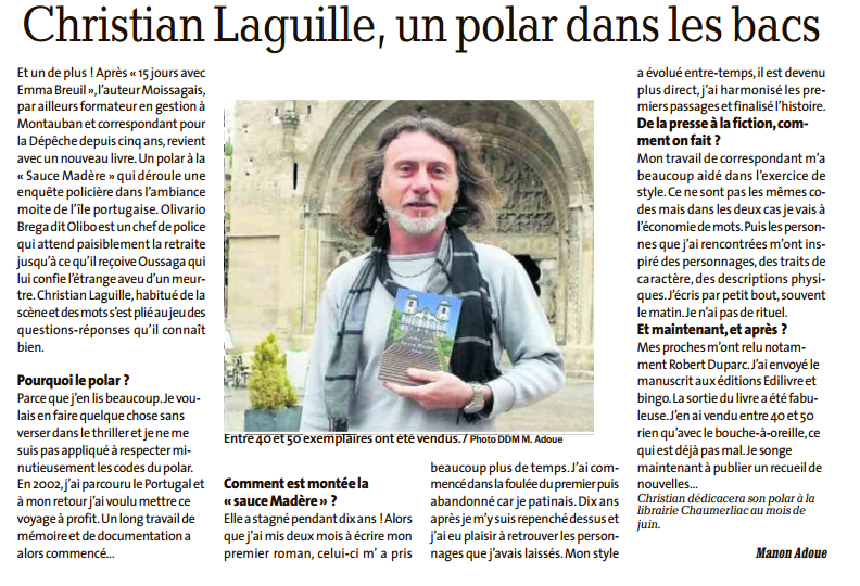 article_La Dépêche Du Midi_Christian Laguille_2017_Edilivre