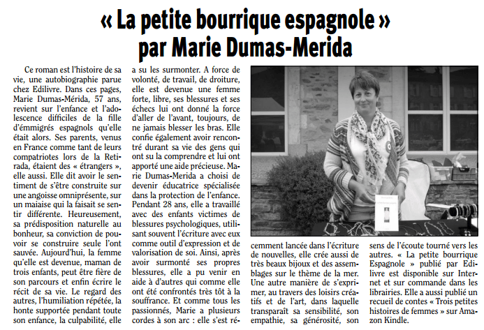 article_Le Tarn Libre _Marie Dumas Mérida_2017_Edilivre