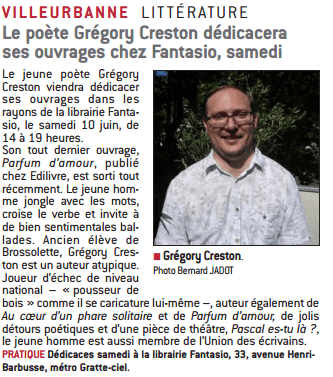 article_Le Progrès Lyon_Grégory Creston_2017_Edilivre