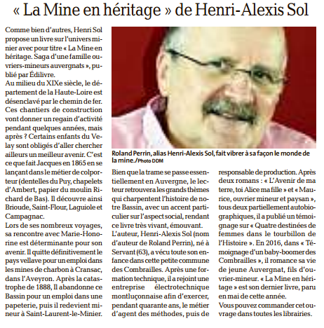 article_La Dépêche Du Midi_Henri-Alexis Sol_2017_Edilivre