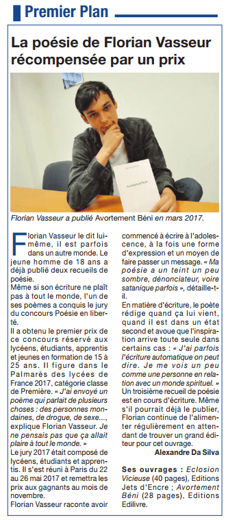 article_Le Courrier De La Mayenne_Florian Vasseur_2017_Edilivre