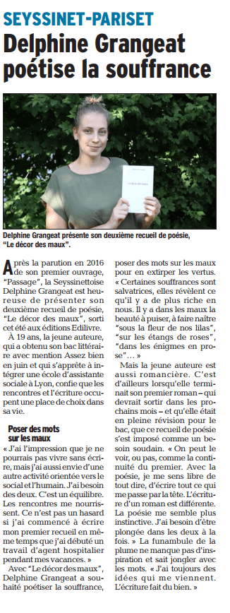 Article_Le Dauphiné Libéré_Delphine Grangeat_2017_Edilivre