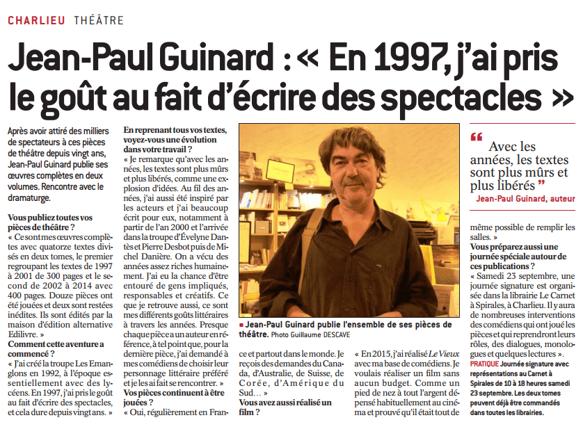 article_Le Progrès Roannais _Jean-Paul Guinard_2017_Edilivre