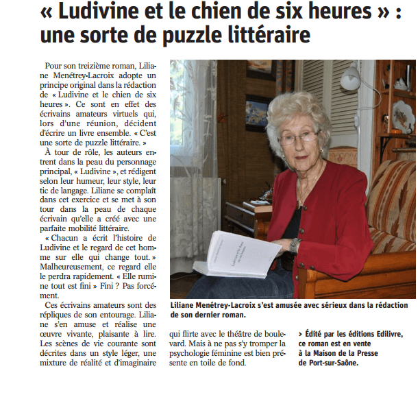 article_L' Est Républicain_Liliane Menétrey-Lacroix_2017_Edilivre