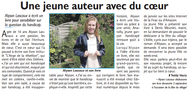 article_Le Républicain De L'essonne _Alyson Lascaux_2017_Edilivre