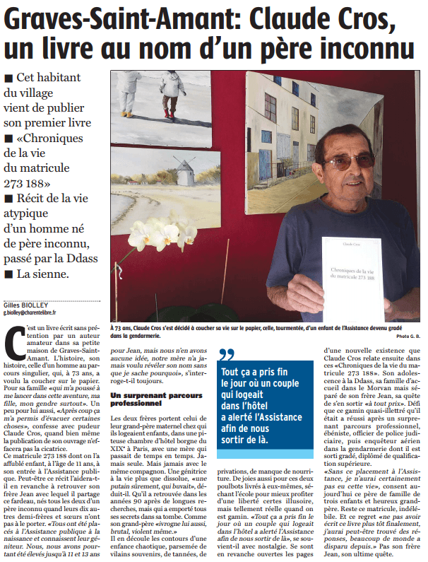 Article_Charente Libre_Claude CROS_2017_Edilivre