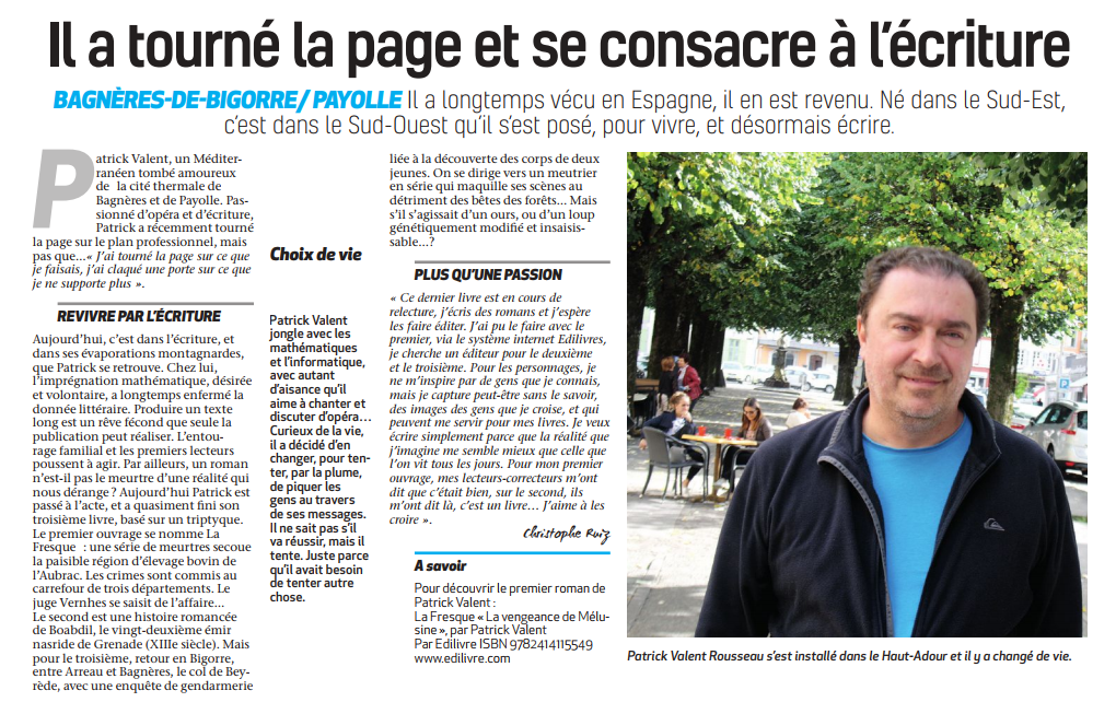 Article_La Semaine Des Pyrénées_Patrick Valent_2017_Edilivre