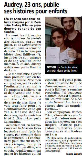 Article_Le Journal Du Centre_Audrey Wilo_2017_Edilivre