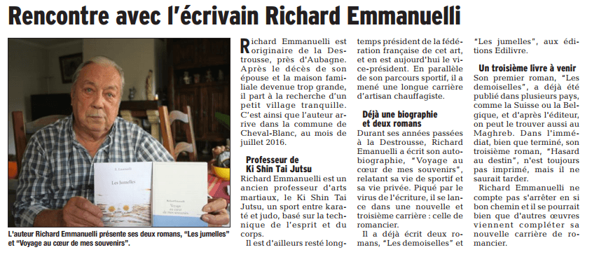 Article_LE DAUPHINÉ LIBÉRÉ_R. Emanuelli_2017_Edilivre