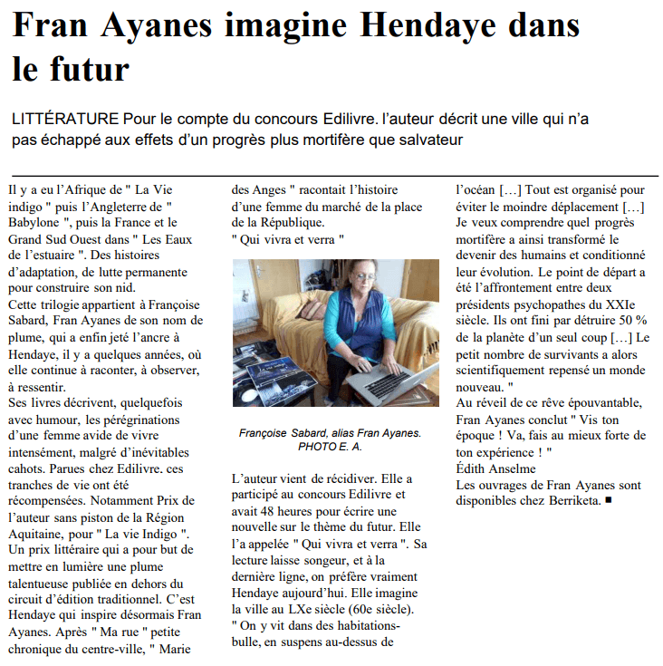 Article_Sud Ouest_Fran Ayanes_2017_Edilivre