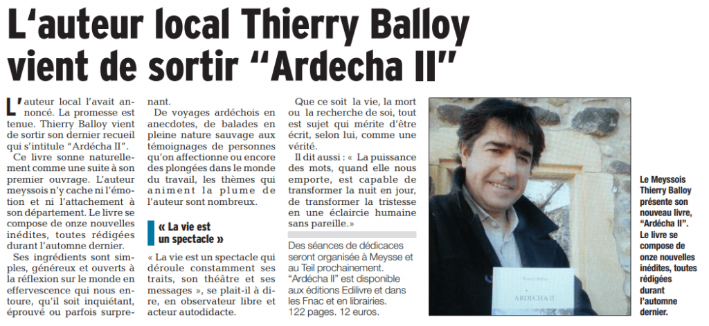 article_le_dauphiné_Thierry_Balloy_2018_Edilivre