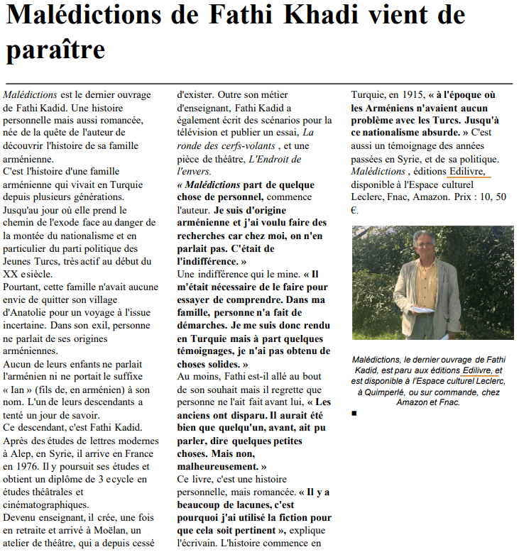 article_Fathi_Kadid_Ouest_France_2018_Edilivre