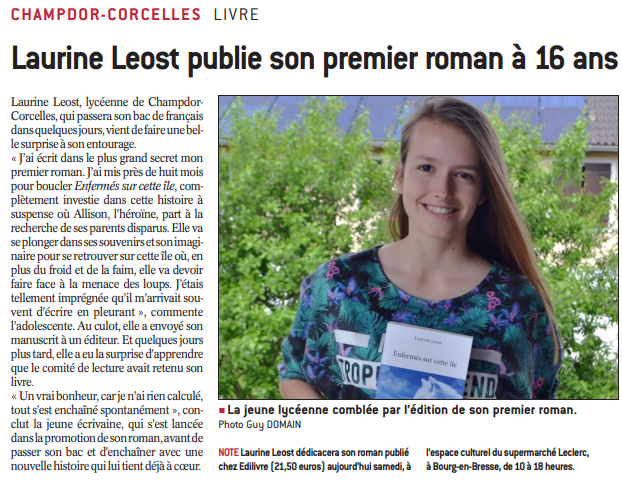article_Le_Progrès_Laurine_Leost_2018_Edilivre