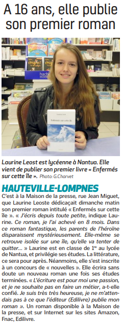 article_La_Voix_de_l'Ain_Laurine_Leost_2018_Edilivre