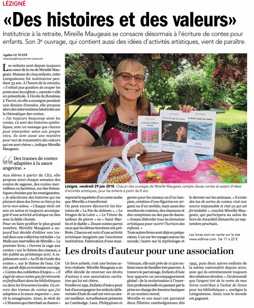 article_Le_Courrier_de_L'Ouest_Mireille_Maugeais_2018_Edilivre
