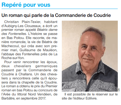 article_Ouest_France_Christian_Plain-Texier_2018_Edilivre 