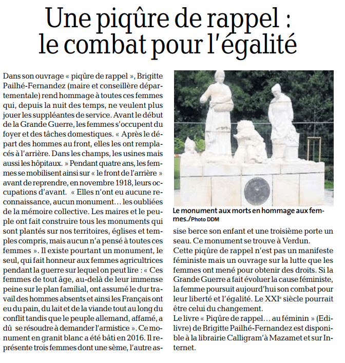 article_La_Dépêche_du_Midi_Brigitte_Pailhé-Fernandez_2018_Edilivre