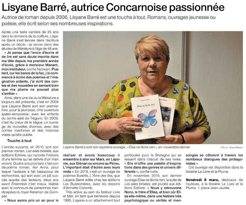 Article_Ouest France_ Lisyane Barré_2020